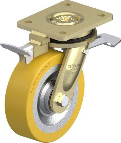 Blickle Lenkrolle LS-SETH 160K-ST-RI4 mit Feststeller, Farbe Silber, Rad-Durchmesser: 16 cm, Tragfähigkeit: 700 kg - Bild 1