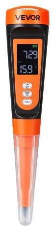 VEVOR pH-Meter für Lebensmittel in Orange und Schwarz mit IP68 wasserdichter Sonde, Messbereich 0–14 pH, automatischer Temperaturkompensation und Kalibrierpulver für Fermentation, Teig und Fleisch - Bild 1