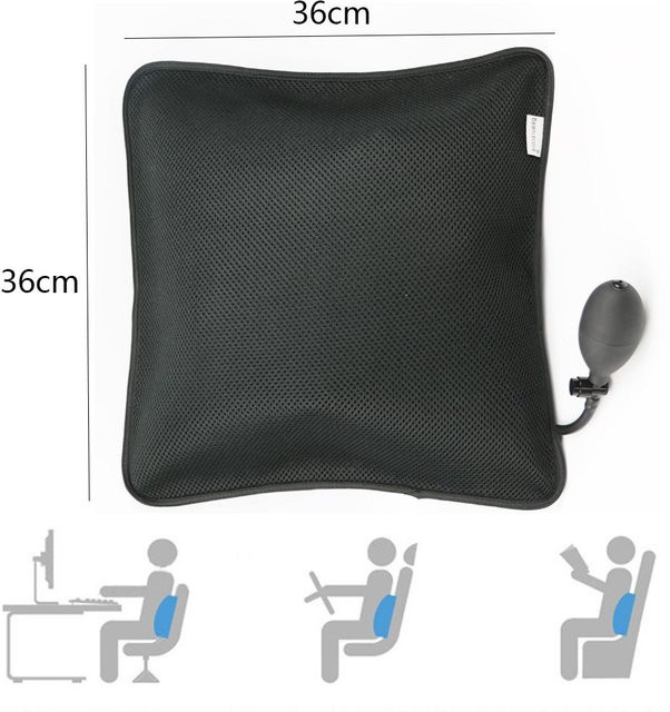 Tcare Aufblasbares Lendenwirbelstützkissen in Schwarz zur Linderung von Rückenschmerzen mit orthopädischem Design - Bild 1