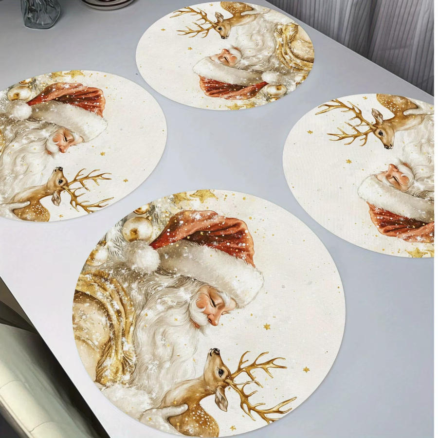 VIKAMA 4-teiliges Tischset Set mit Weihnachtsmann und Rentier für die Weihnachtsdekoration - Bild 2