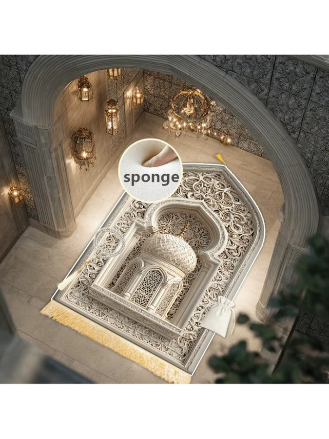 VIKAMA Muslimische Gebetsmatte aus Microfaser, rutschfest und weich, orientalisches Design - Bild 5