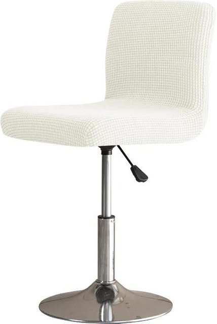 Elastischer Barhocker Stuhlbezug aus Jacquard in Beige mit kurzer Rückenlehne für Esszimmerstühle und Hocker - Bild 1