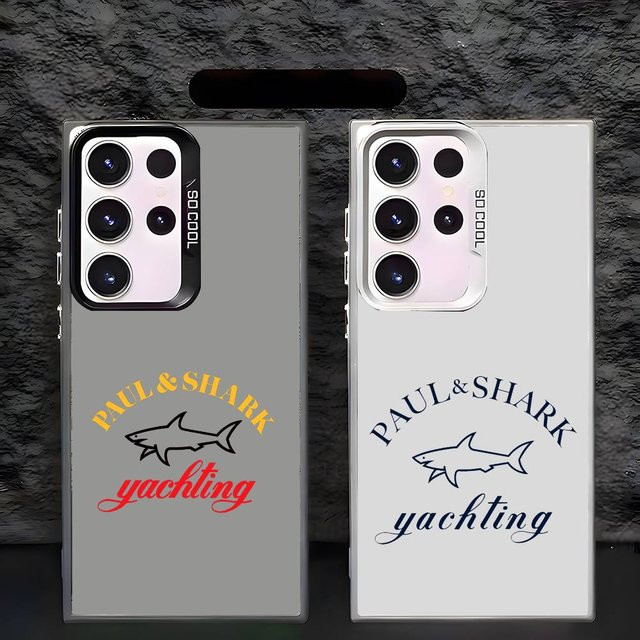 S-S-SHARKS Mode P-PAULS Handyhülle für Samsung Galaxy S20 bis S25 Ultra mit galvanisiertem Design und silbernem Knopf in Silber und Grau - Bild 1