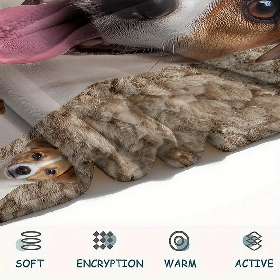 Flanellblanke mit Jack Russell Terrier Aufdruck, B/B: 80 x 120 cm - Bild 4