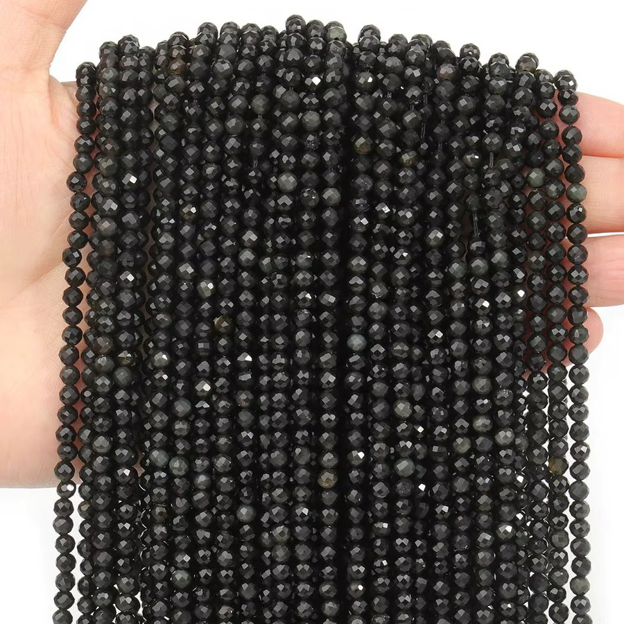 Kuoyu Spacer Perlen, Obsidian, Mondstein, Labradorit, Schwarz, Unisex - Bild 2
