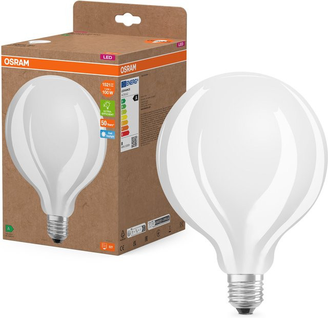Osram LED Filament Classic Globe Lampe, Kaltweiß, 7,2 W, 1521 lm, Energieeffizienzklasse A, Mattes Glas - Bild 1
