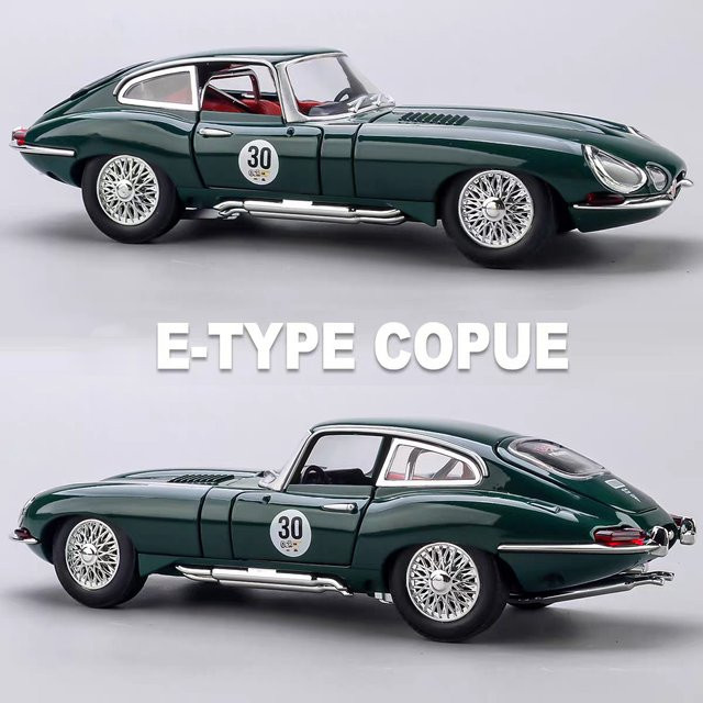 Atlantikmodelle E-Typ Oldtimer, Druckgussauto, Maßstab 1:24, Metall, Grün - Bild 1