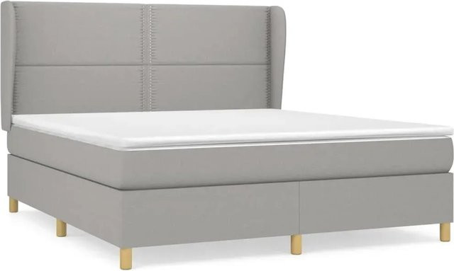 vidaXL Boxspringbett mit Matratze Hybrid-Design in Hellgrau, B/T/H: 180 x 200 x 118 cm - Bild 1
