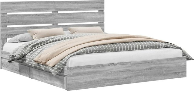 vidaXL Stauraumbett mit Schubladen in Grau Sonoma, B/T/H: 200 x 200 x 100 cm - Bild 1