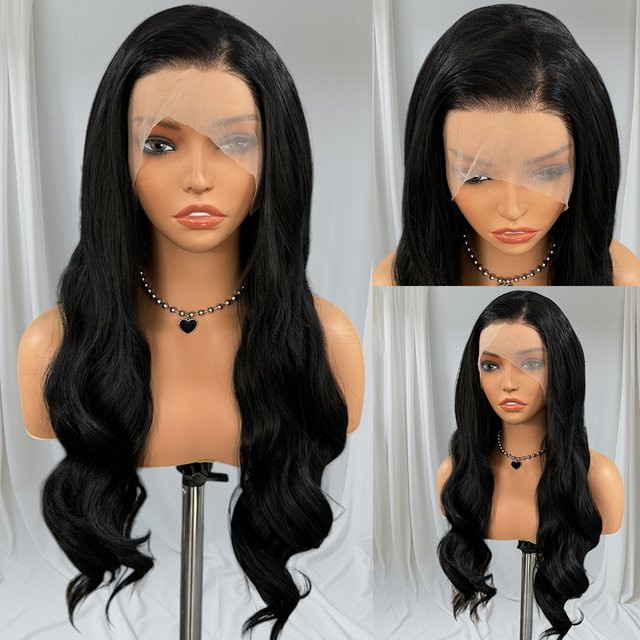 UStyleHair Lace-Front-Synthetik-Perücke, schwarz, lang, tief gewellt, Damen - Bild 1