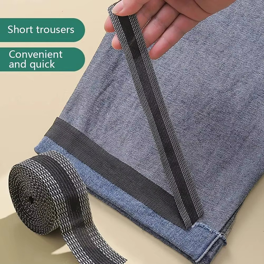 Selbstklebende Hosenkantenstreifen in Schwarz zum Verkürzen von Hosen, Jeans und T-Shirts als bügelbare Stoffbänder für den Saum - Bild 2
