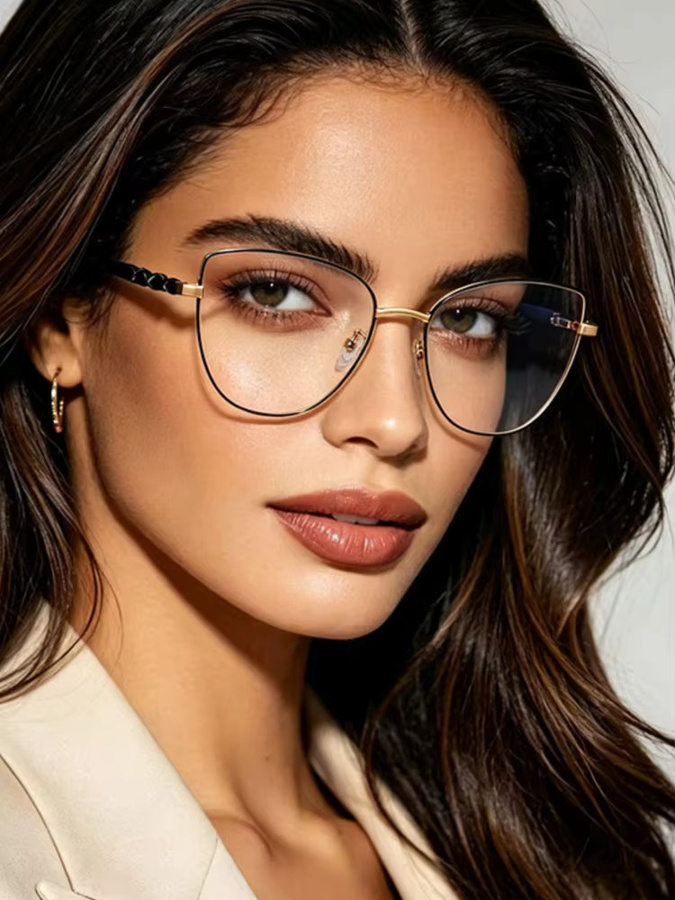 CCspace Korrektionsbrille Cat-Eye, Metall, Gold, Damen, Vollrand - Bild 3
