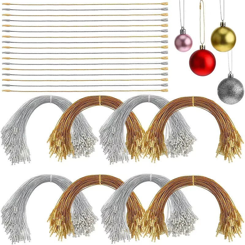 100 Stück bunte Weihnachtsbaumseile aus Textil, 20 cm Länge, ideal für Weihnachtskugeln und Party-Dekorationen - Bild 2