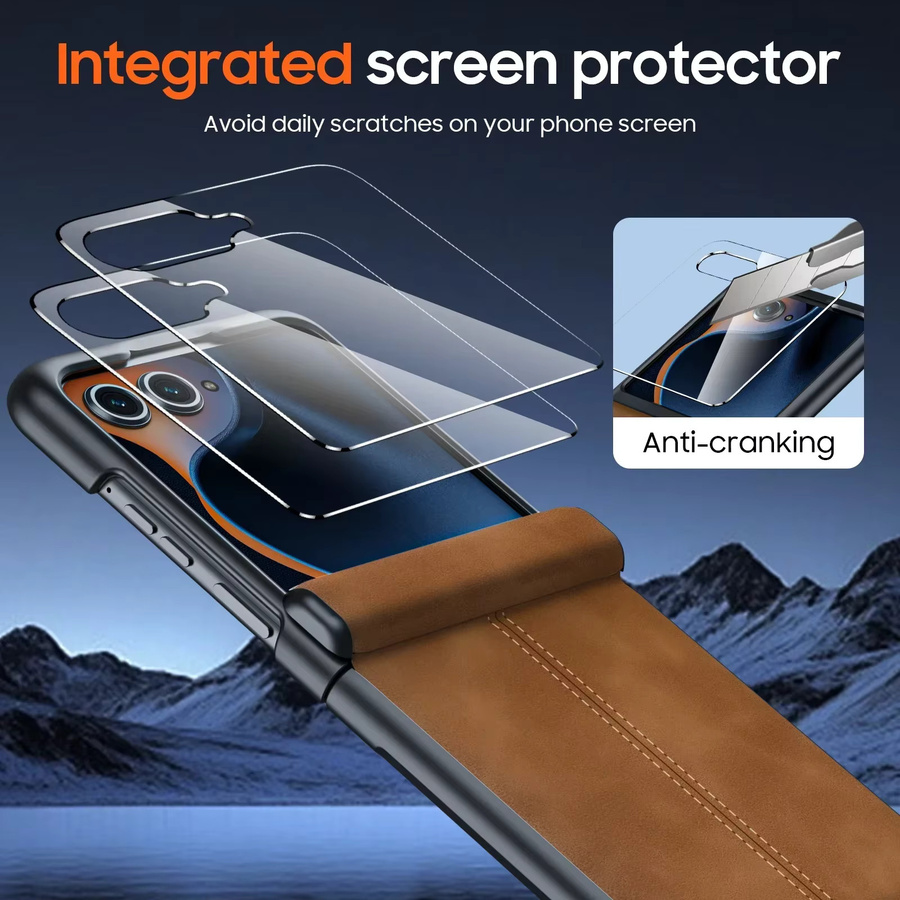 Motorola Razr 60 2025 und Razr 50 2024 Schutzhülle aus PU-Leder mit Displayschutzfolie, matt und stoßfest, Braun - Bild 4