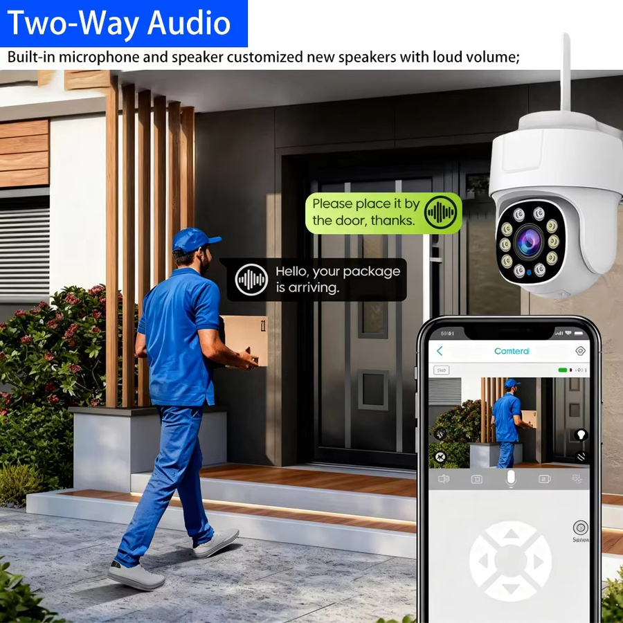 Overscam 5MP Wi-Fi PTZ IP-Kamera mit HD-Objektiv, Outdoor IP66 Wasserdicht, Auto-Tracking und Zwei-Wege-Audio, Farbe: Weiß - Bild 6