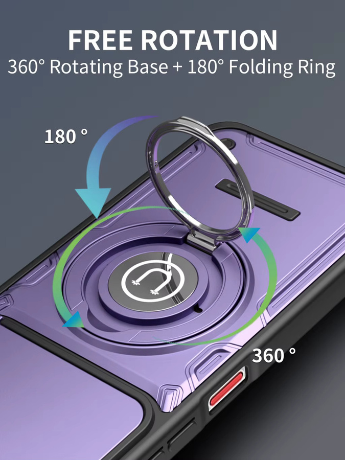Magnetische Handyhülle für ZTE Blade V60 Design A56 A55 A36 A35 Axon 60 mit 360° Autohalterung, Ring-Kickstand und Kameraschutz in Lila - Bild 5