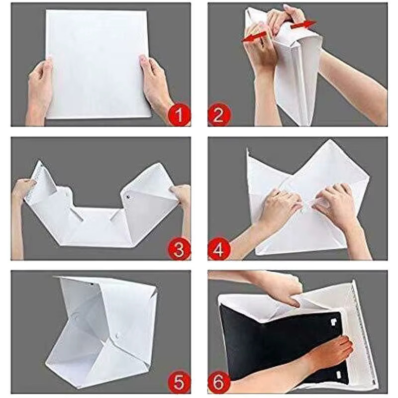 KAFNHCKA Tragbare Fotobox mit LED-Licht und 6 farbigen Hintergründen für DSLR-Kameras, Breite: 20 cm - Bild 4