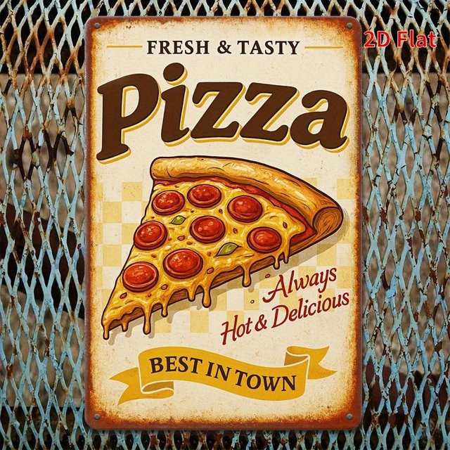 CIFBUY Vintage Pizza Metallschild Retro Wandplakette für Küche und Café, B: 30 cm, H: 20 cm, Mehrfarbig - Bild 1