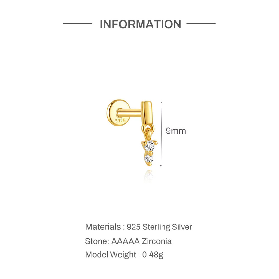 AIDE Piercing-Ohrringe 925 Silber, Zirkonia, Damen - Bild 4