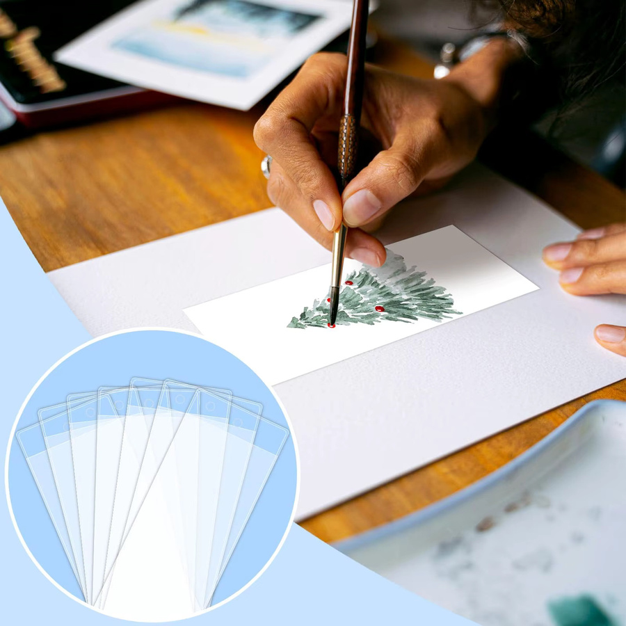 Transparente Kunststoff-Lesezeichenhüllen für DIY-Lesezeichen und Bildschutz, 10er Pack - Bild 3