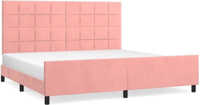 vidaXL Bettgestell mit Kopfteil in Rosa aus Samt, B/T: 200 x 200 cm - Bild 1