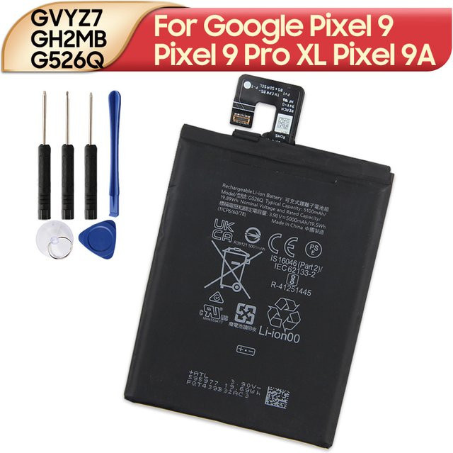 Wiederaufladbarer Lithium-Akku GVYZ7 GH2MB G526Q in Schwarz für Google Pixel 9, Google Pixel 9 Pro XL und Google Pixel 9A inklusive Werkzeug - Bild 1