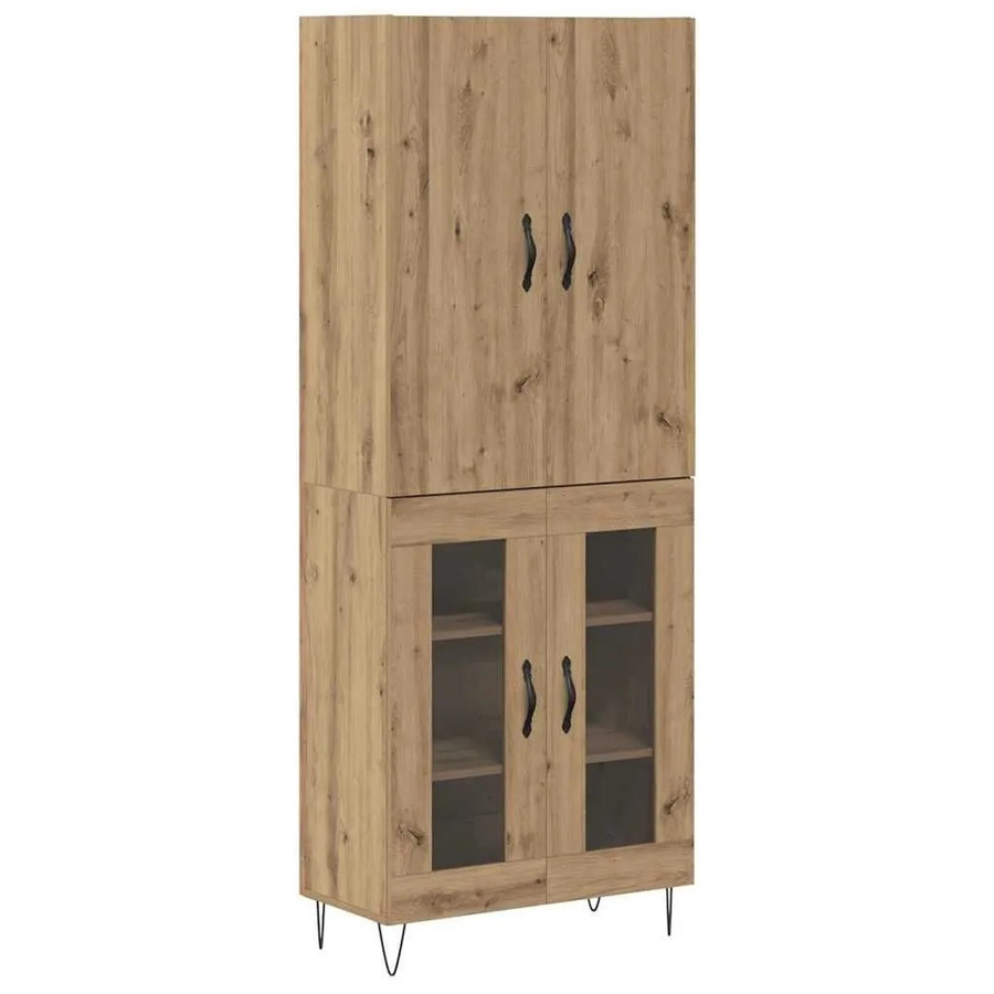 vidaXL Highboard 2-teilig Artisan-Eiche und Glas, modern, Braun, B/T/H: 180 x 34 x 60 cm - Bild 2