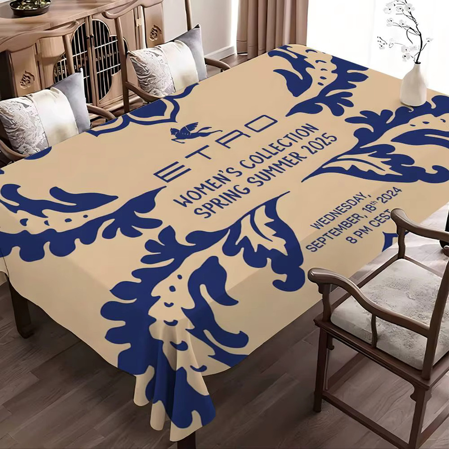 E-Etro Mode wasserabweisende Tischdecke in Beige für Weihnachten, Partys, Geburtstage oder Hochzeiten - Bild 5