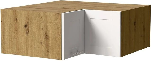 Feldmann-Wohnen Eckaufsatzschrank Oslo Küchenschrank Eiche Artisan und Weiß Matt B/T/H: 90 x 36 x 90 cm - Bild 1
