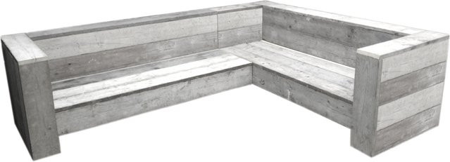 Sitzbank Bauholz aus Fichten-Gerüstbrettern in Grau im Vintage Look für den Garten - Bild 1