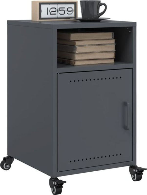 Set aus 2 Nachttischen von vidaxl aus Stahl in Anthrazit, minimalistisches Design, B/T/H: 36 x 39 x 59 cm - Bild 1