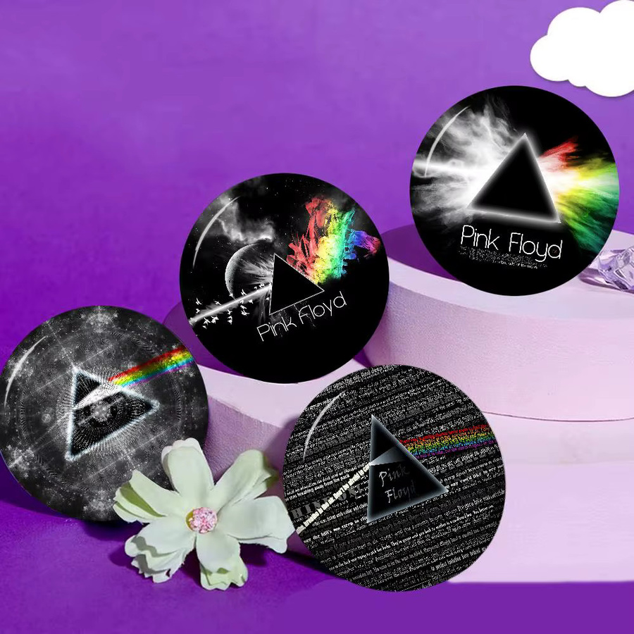 Potdemiel Brosche, runde Snap-in-Brosche, P-Pink F-Floyd, Gesichter - Bild 2