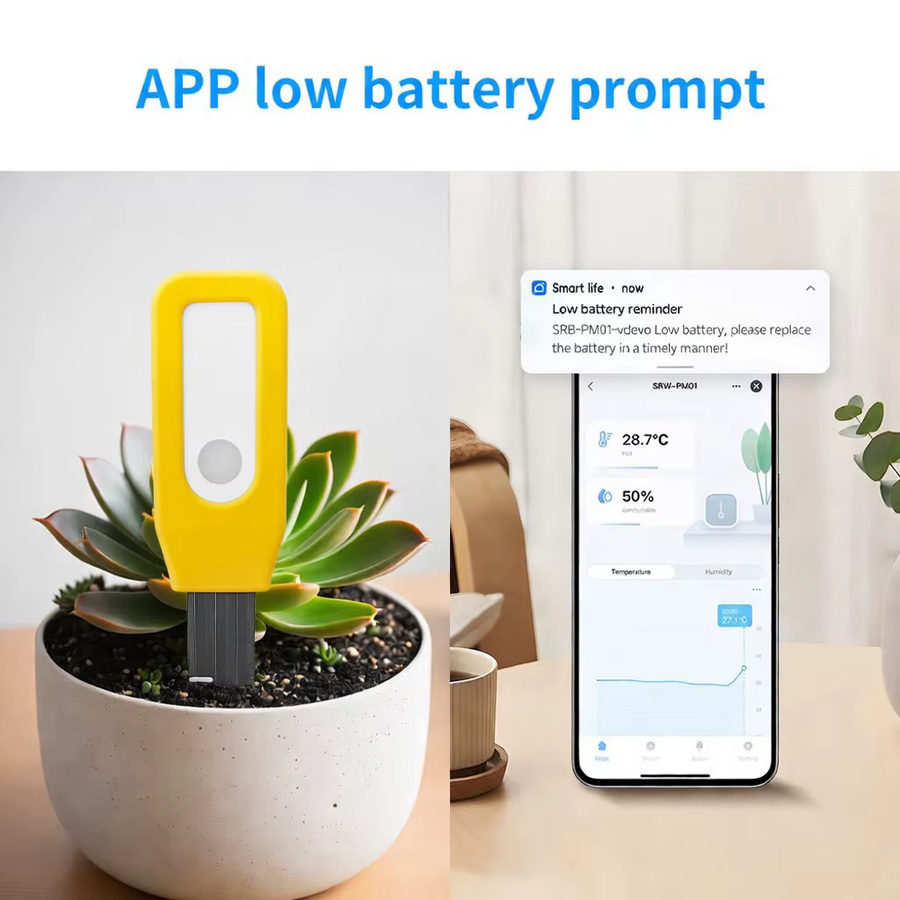 Tuya Smart Life WiFi Bodentemperatur- und Feuchtigkeitssensor in Gelb zur Echtzeit-Überwachung mit Verlaufsdaten - Bild 3