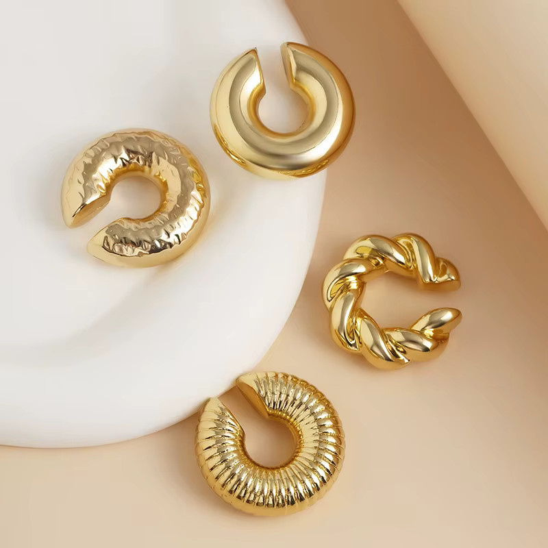 EMKNTA Ohrclips, 4-teilig, Acryl, Gold und Silberfarben, Damen - Bild 3