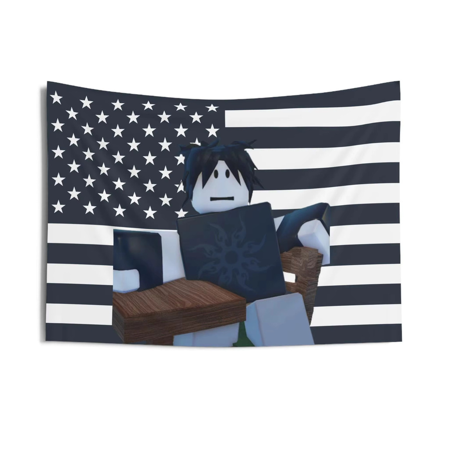 Two Time R Design Wandteppich mit patriotischem amerikanischem Flaggen-Motiv in Weiß, rechteckig - Bild 3