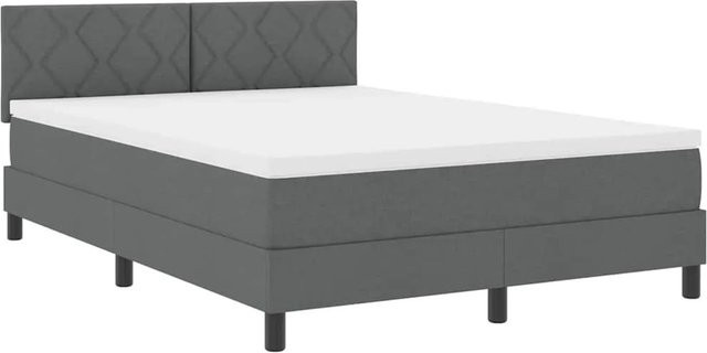 vidaXL Boxspringbett mit Matratze aus Stoff in Grau, B/T/H: 140 x 190 cm - Bild 1