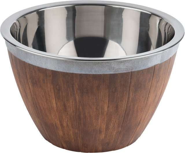 APS Servierschüssel Fass 2-teilig braun/silber B: 26 cm, T: 26 cm, H: 16 cm - Bild 1