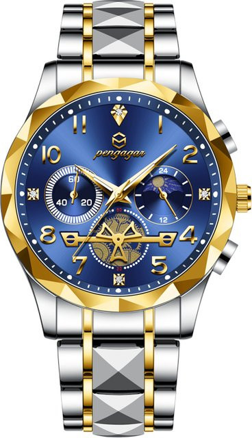 PENGAGAR Chronograph Armbanduhr Edelstahl, Quarz, Herren - Bild 1