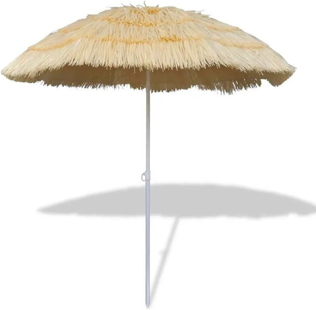 Furnicato Strandschirm im Hawaii-Stil beige mit Stahlrahmen und Polyesterbespannung, Höhe: 185 cm, Durchmesser: 160 cm - Bild 1