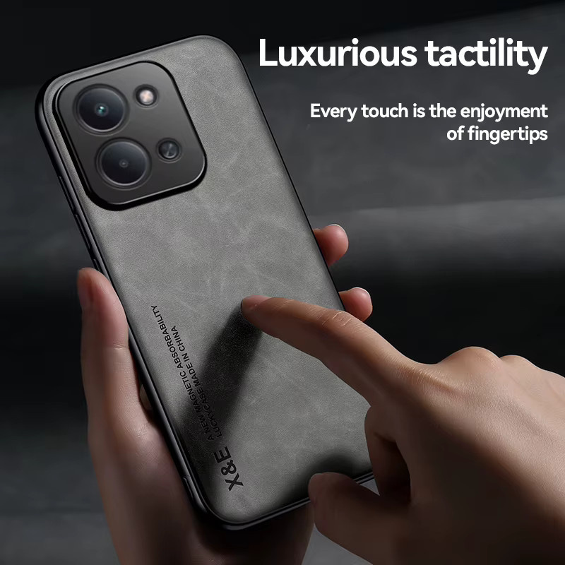 Luxuriöse SheePskin Schutzhülle für Redmi 15C 4G 5G in Grau mit magnetischem Saugnapf - Bild 2