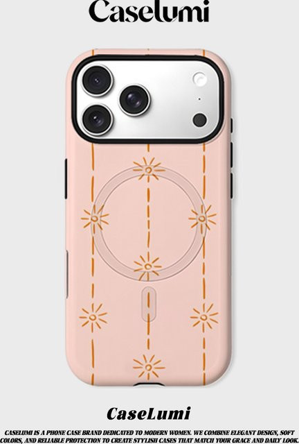 CaseLumi Matte Bumper MagSafe Hülle für iPhone 17 16 15 14 13 Pro Max Stoßfeste PC-Schutzhülle mit Sonnenstrahlen-Punkten in Rosa - Bild 1