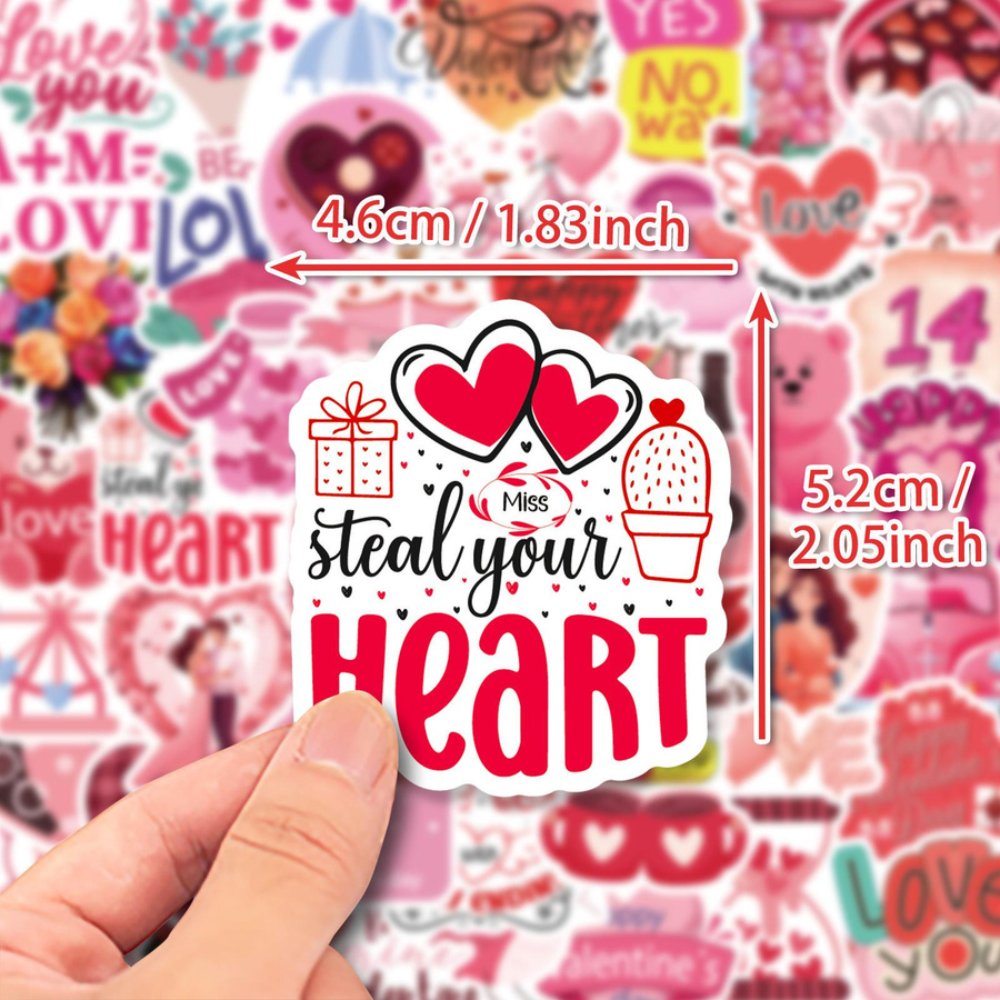 50 Valentinstag Sticker Cartoon Süßer Valentinstag Doodle Laptop Schreibwaren Sticker - Bild 3