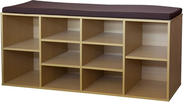 HTI-Living Garderobenbank mit 10 Fächern und Sitzkissen in Buche, B/T/H: 150 x 48 x 30 cm - Bild 1