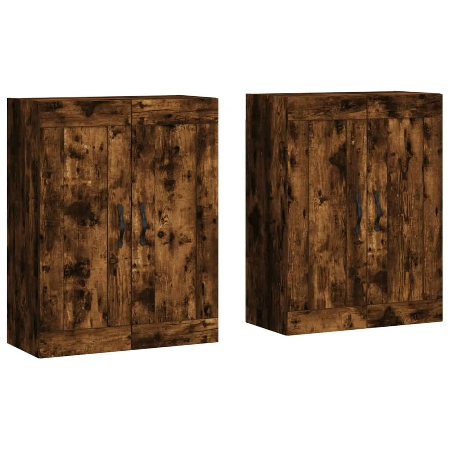 vidaXL Wandschränke 2er Set aus Holzwerkstoff in Räuchereiche Braun B/H/T: 90 x 69,5 x 34 cm - Bild 2