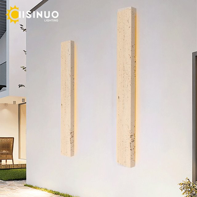 IISINUO LED Außenwandleuchte Naturstein Beige Warmweiß für Garten Veranda und Eingangsbereich - Bild 1