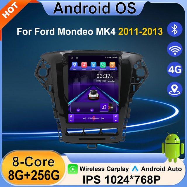 Android 16 Autoradio Multimedia Player mit GPS Navigation und Bluetooth für Ford Mondeo MK4 2011-2013 in Schwarz - Bild 1