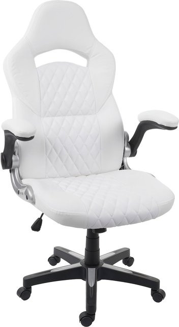 Bürostuhl MCW-F87 Chefsessel Drehstuhl aus Kunstleder in Weiß mit Armlehnen und Rollen - Bild 1