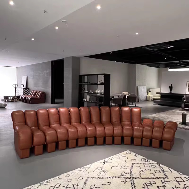 DeSede DS600 Designer-Serpentinensofa in L-Form aus braunem Vintage-Ölwachsleder im Mid-Century-Stil - Bild 2