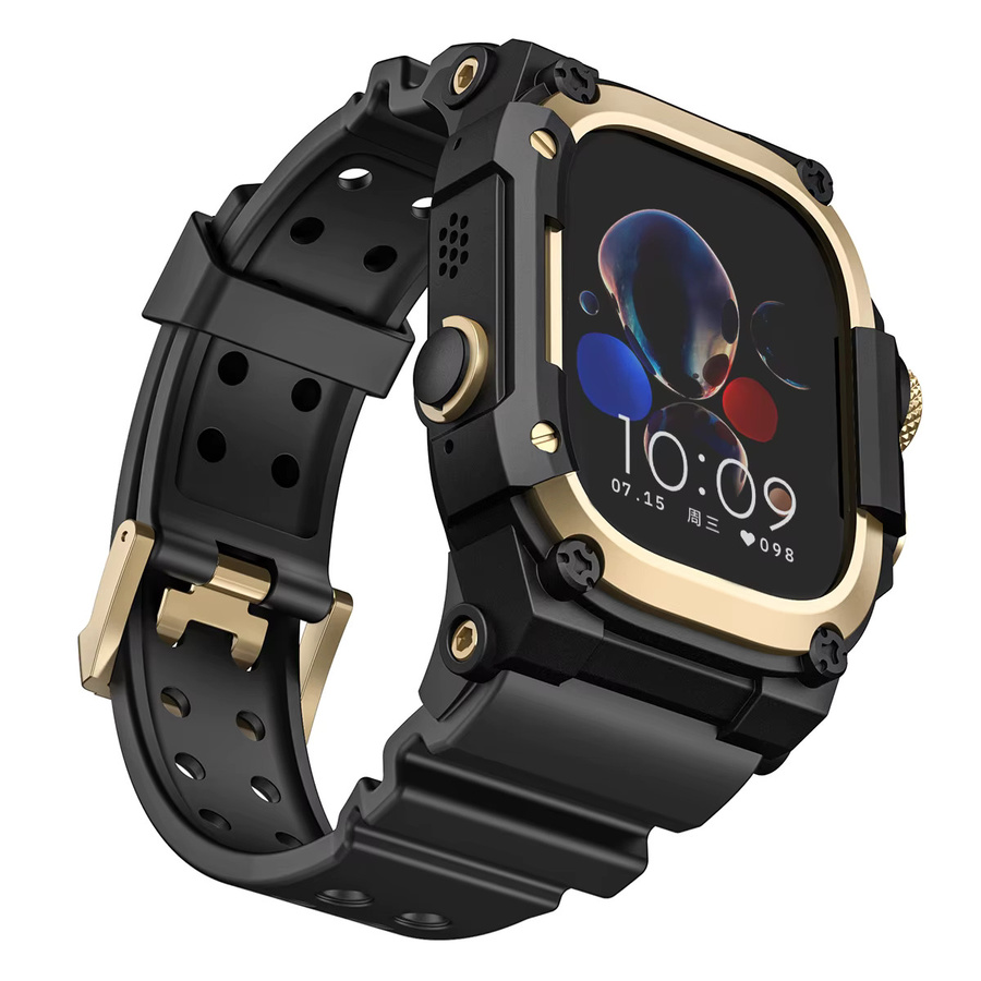 CAOWTAN Silikonarmband mit Metall-Abdeckung und Hülle für Apple Watch Ultra 49mm - Bild 3