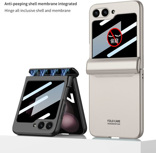 Magnetische Hartschalen-Handyhülle mit Sichtschutz-Schutzfolie und Scharnierschutz für Samsung Galaxy Z Flip 7 in Lila - Bild 1